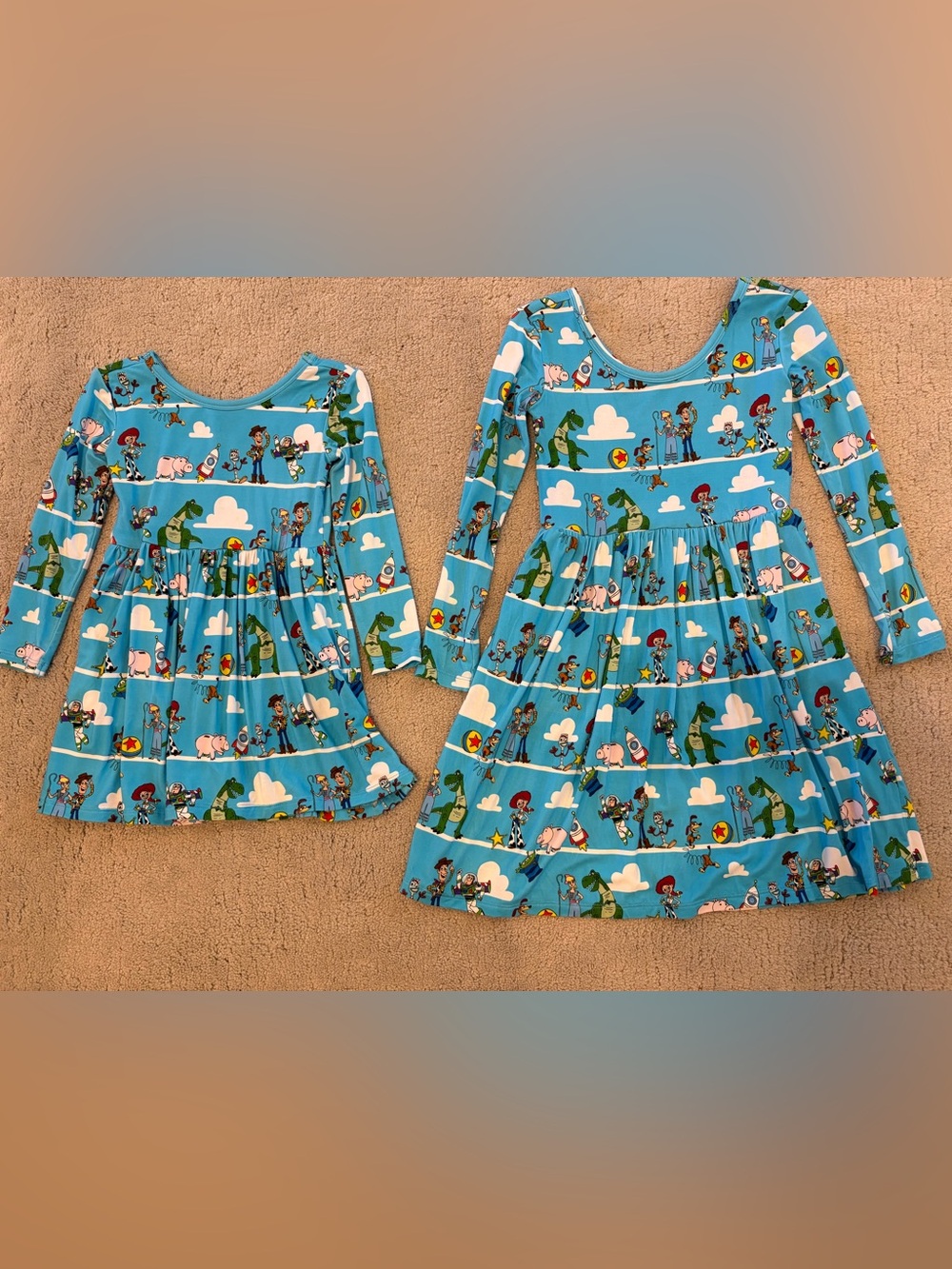 Little Sleepies Disney Blue Toy Story Skater Long Sleeve Dress Sister Set 2 & 6